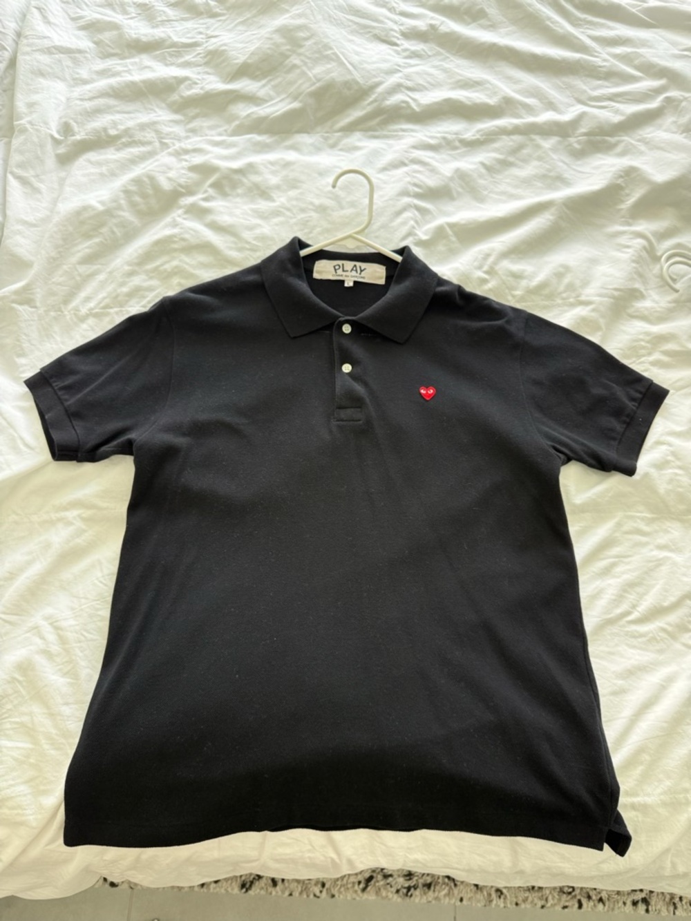 Comme des Garcons PLAY Black Polo with Red Heart Logo